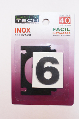 Algarismo 6 Para Identificação Predial Inox Escovado 4cm