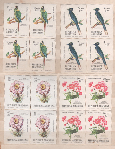 Serie Argentina Pajaros Y Flores - Cuadritos Mint - Año 1976