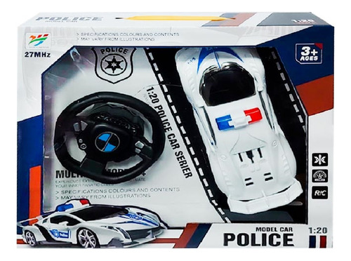 Model Car Auto De Policia Blanco Con Volante R/c-esc 1.20