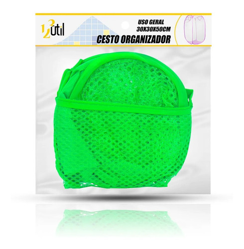 Cesto Organizador Verde Multiuso Guarda Brinquedo Roupa Suja