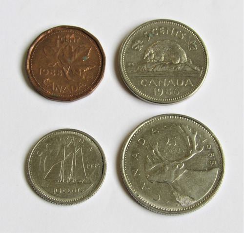 4 Monedas Canadá Elizabeth Ii Segundo Busto 1984 A 1988