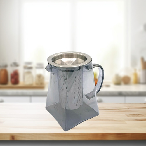Tetera Piramidal De Vidrio Mediana Con Infusor Acero Inox