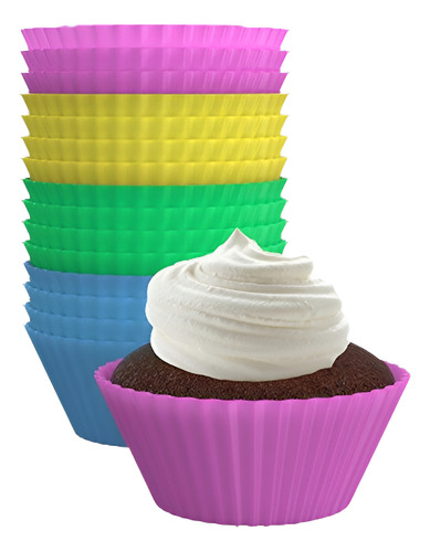 Vremi Silicone Muffins Liners 24 Pack - Colorido Bpa Libre A