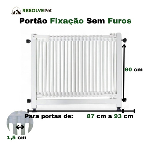 Portãozinho Sem Fixação Para Bebes - Para Escadas E Portas Branco