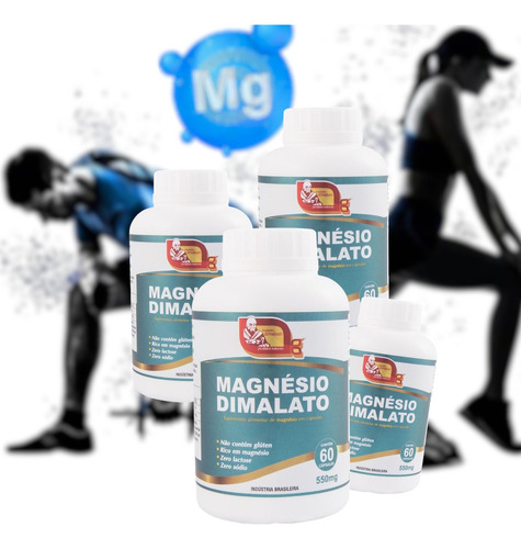 Magnésio Dimalato 500mg 60 Capsulas Devakan Sabor Sem Sabor