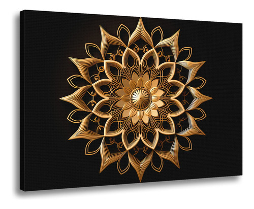 Marco negro mandala con lujoso color dorado moderno