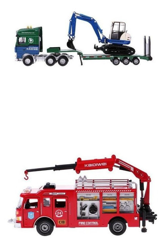 1:50 Diecast Engeering Trailer Excavadora Camión De