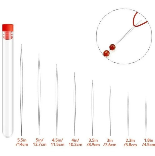 8 Agujas De Abalorios De Ojo Grande Herramientas Con Tubo