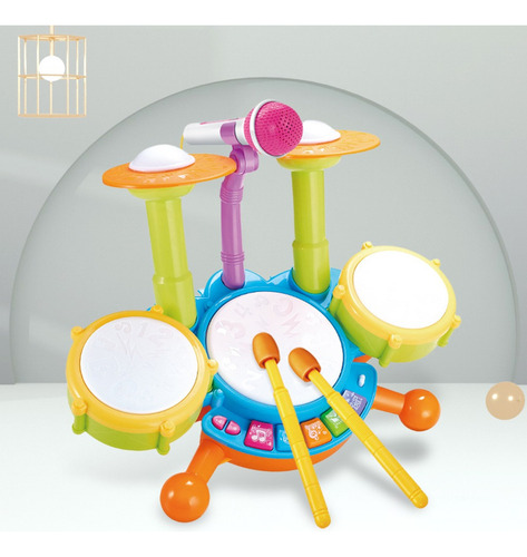 Juego De Batería Para Niños Con Baquetas Y Micrófono,