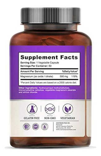 Magnesium Complex 500 Mg Alta Absorción Fuerza Máxima - Cáps