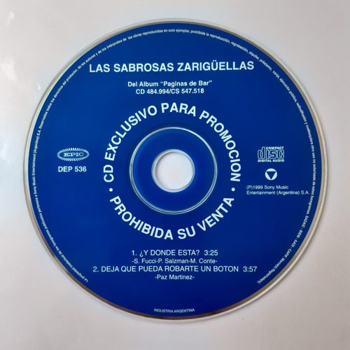 Cd Original Promo - Las Sabrosas Zarigüellas