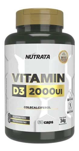 Vitamina D3 2000ui 60 Capsulas Nutrata Sabor Sem sabor