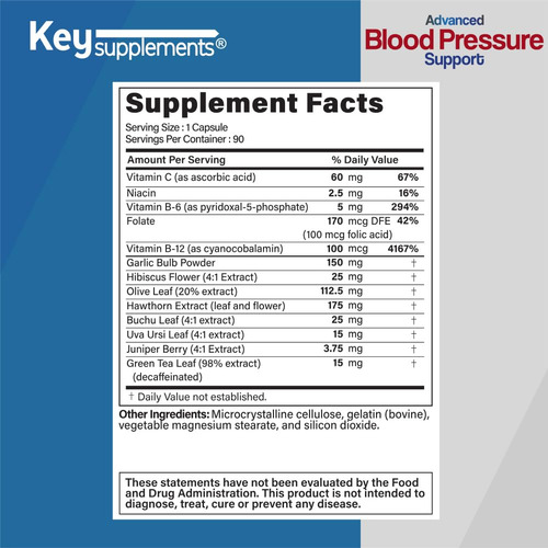 Key Supplements Apoyo Presión Arterial 90 Cápsulas