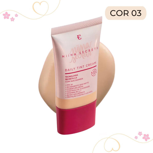 Base de maquiagem líquida Eudora Niina Secrets Daily Tint Cream tom 3 - 25mL