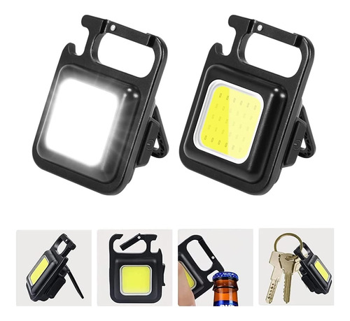 Llavero Linterna Recargable Luz Led Cob Camping 4 En 1 