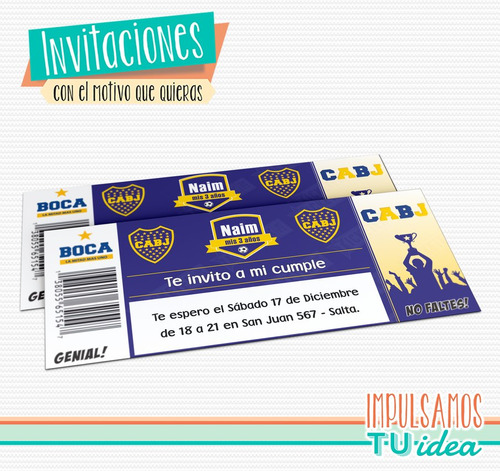 Invitación Cumple Boca Imprimible