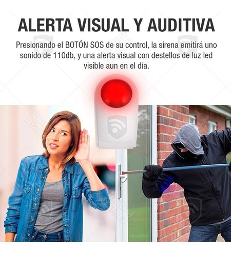 Imagen 4 de 8 de Sirena Externa Flash Inalambrica Alarma Local Alerta Sonora Visual Sensor Vecinal Estrobo Emergencia Casa Negocio
