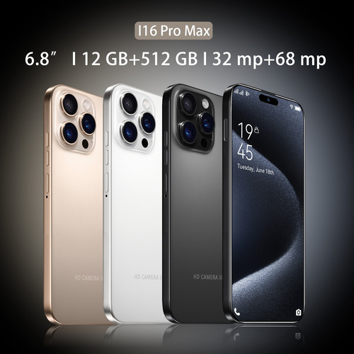 I16pro Max Dual Sim 16gb Ram 512gb Rom 2025 Popular El Último Modelo Smartphone Android 14 Barato Desbloquea Más Barato Celular 5g Wifi 6,8 Pulgadas Negro