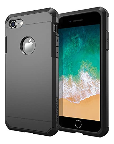 Funda Para iPhone 7 iPhone 8 Gun Negro 4.7 PuLG Dual Layer P
