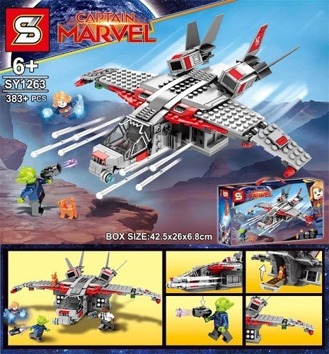 Imagen 2 de 2 de Set De Bloques Capitana Marvel Nave Sy1263