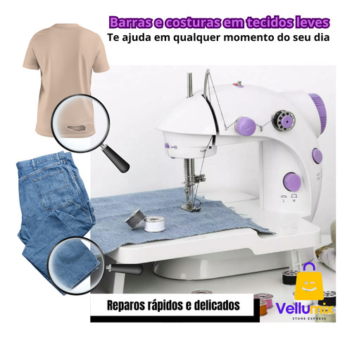 Mini Maquina De Costura Reta Portátil Bivolt Presente Mães Roxo