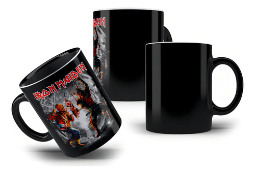 Caneca De Porcelana Presente Fã Iron Maiden Eddie Vs Samurai