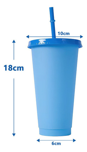 40 Vasos Magicos Cambian De Color Con Tapa Y Popote 710ml Color Mezcla De Colores Longliv