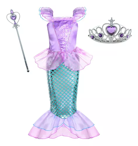 preocuparse Al frente castillo Disfraz De Princesa De Sirena Para Niñas, Con Accesorios | Meses sin  intereses