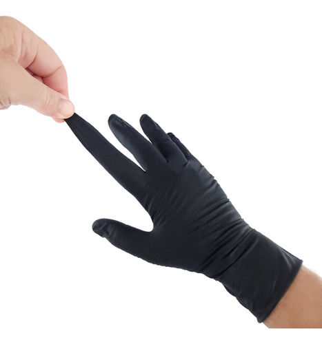 Guantes De Nitrilo Resistentes Uso Rudo Color Negro Talla S