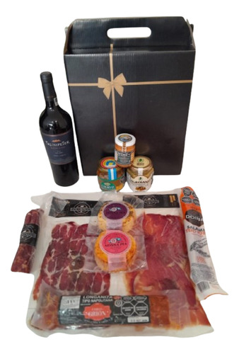 Regalo Box Picada Premium Fiambres Quesos Vino 11 Prod 13 Pe