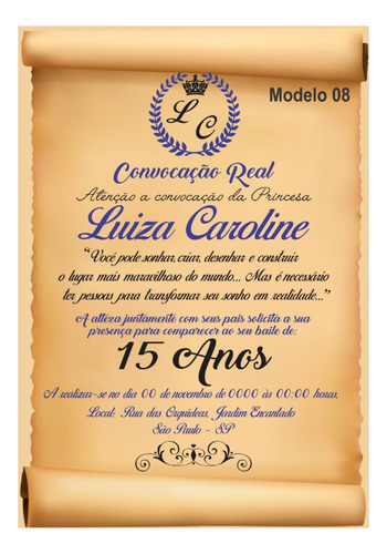70 Convite Festa 15 Anos Realeza Menina + 210 Individuais!!!