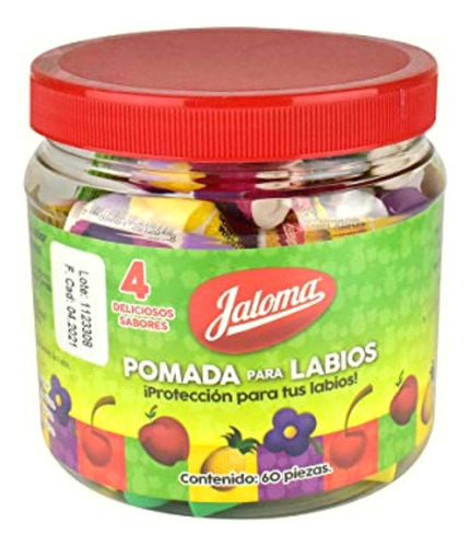 Jaloma Pomada Labial Varios Sabores Vitrolero, 60 Piezas,