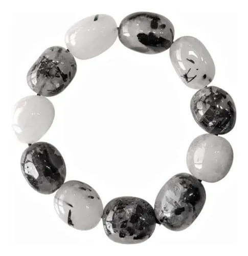 Pulsera Dce De Cuarzo Rutilado Negro Arrugado, Curación Fina