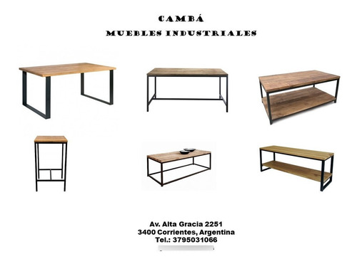 Imagen 9 de 10 de Mesa Industrial Comedor Madera Y Hierro (200x100x77)