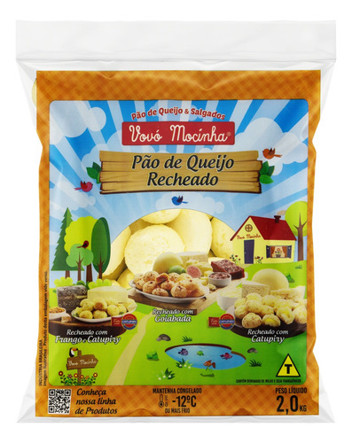 Pão de Queijo Recheio Catupiry Vovó Mocinha Pacote 2kg