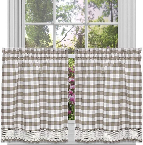 Check Plaid Gingham Custom Fit Farmhouse Cafe Ventana Cortin