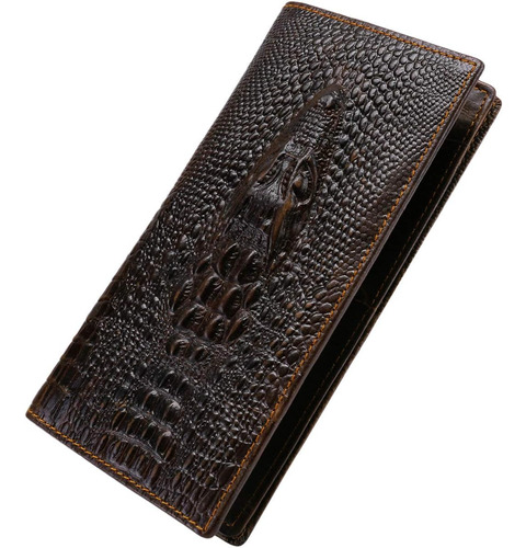 Itslife Hombres Rfid Vintage Look Cuero Genuino Largo Bifold