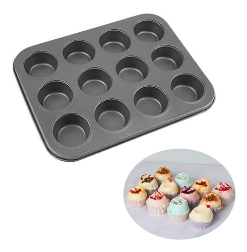 Molde Charola Para 12 Cupcakes Muffins Mantecada Reposteria