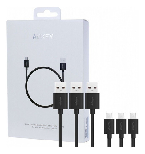 Pack 3 Cable Micro Usb Celular V8  Negro