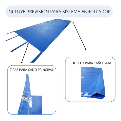 Cobertor Lona Lisa 6x2,5 Mts Cubrepileta Azul Marino