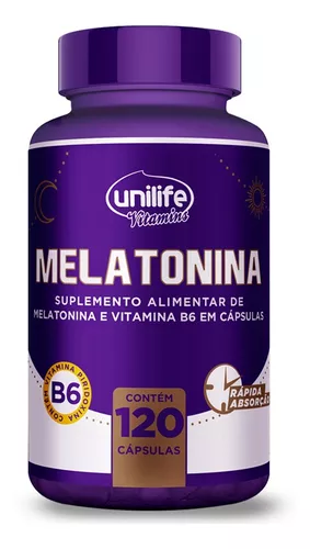 1 Melatonina + Vit B6 120 Cáps De 350mg Sono Bom Unilife