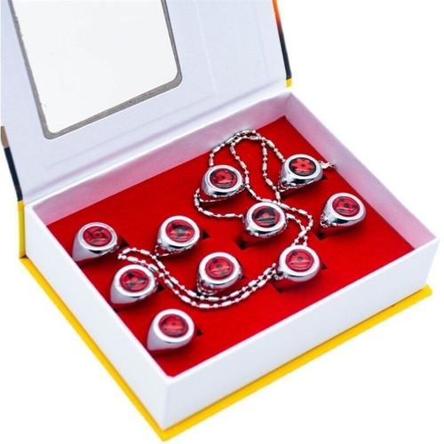 Set 10 Anillos Sharingan Cosplay Naruto Con Caja