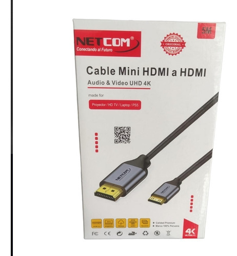 Cable Mini Hdmi A Hdmi 10 Metros Netcom 2.0 4k 60 Hz Ultra