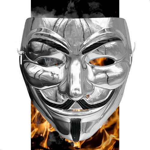 Máscara Plateada Anonymous Venganza V  Disfraz Halloween Color Plateado