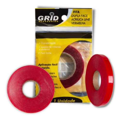 1x Rolo Fita Dupla Face 12mm X 3 Metros Grid