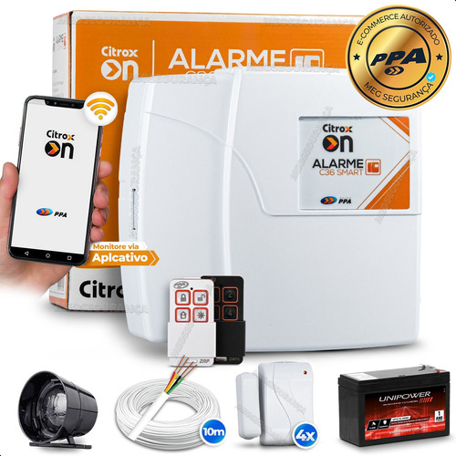 Kit Alarme S/ Fio Wifi App Celular Ppa 4 Sensor Com Bateria