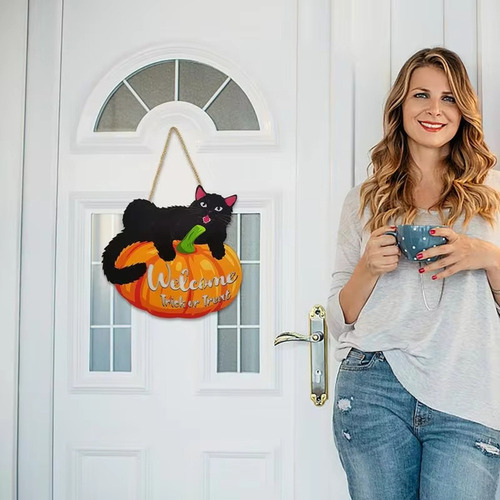 . Cartel De Bienvenida De Halloween Con Forma De Calabaza,