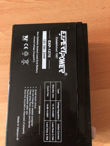 2 Batería Recargable Expertpower Estándar 12v 7ah Exp1270