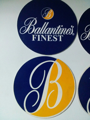 4 Posavasos De Whisky Ballantines,doble Faz