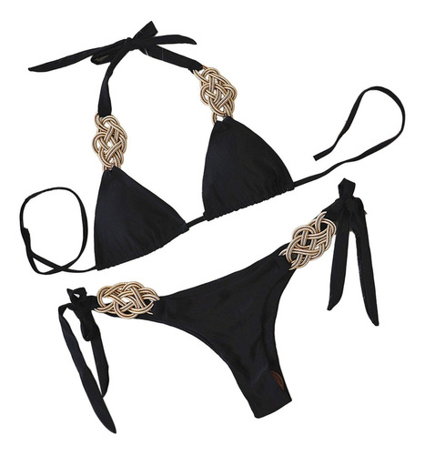 Conjunto De Bikini Solid Para Mujer, Traje De Baño Moderno D